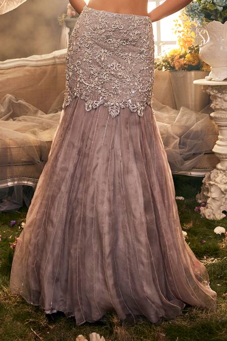 Sunita Bhandari Purple Organza Pearls, Sequins, Beads Sweetheart Selene Embroidered Lehenga Set Online at Aza Fashions Sunita Bhandari_Purple Organza Pearls, Sequins, Beads Sweetheart Selene Embroidered Lehenga Set _Online_at_Aza_Fashions