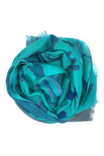 Shop Pashma Blue Abstract Vibrance Silk Cashmere Scarf at Aza Fashions Shop_Pashma_Blue Abstract Vibrance Silk Cashmere Scarf _at_Aza_Fashions