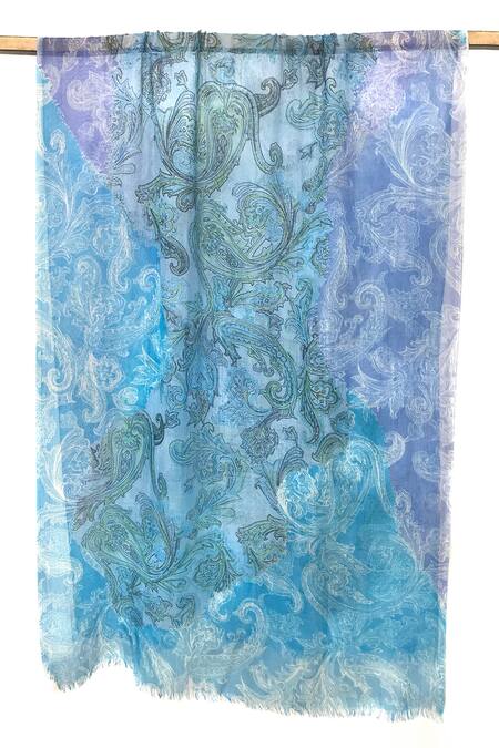 Buy_Pashma_Purple Embroidery Paisley Pattern Gradient Scarf _Online_at_Aza_Fashions