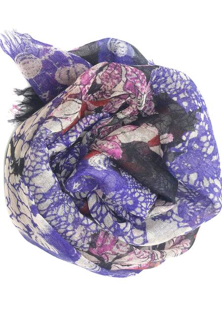 Shop_Pashma_Purple Floral Abstract Silk Cashmere Scarf _Online_at_Aza_Fashions