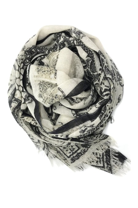 Pashma Jharokha Print Silk Cashmere Scarf 