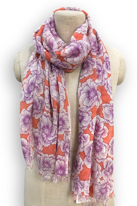 Pashma Carnations Silk Cashmere Scarf 