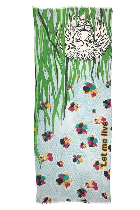 Buy_Pashma_Blue Jungle Lion Print Scarf _Online_at_Aza_Fashions