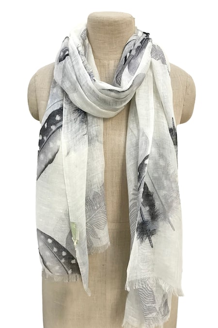 Pashma Feather Motif Pattern Scarf 