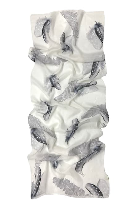 Pashma Feather Motif Pattern Scarf 