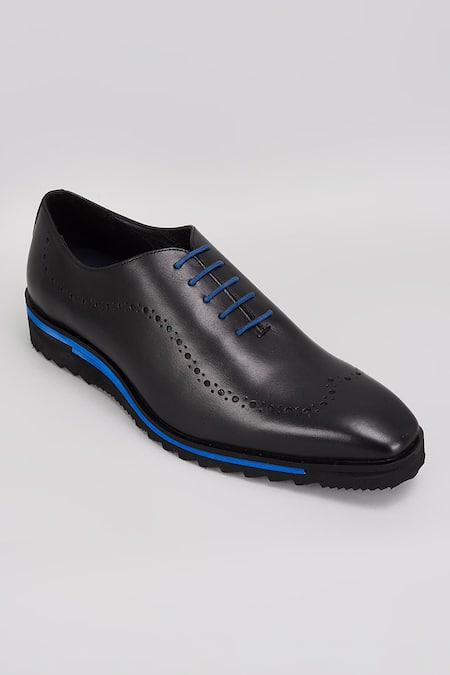 BUBBER COUTURE Black Noah Brogue Pattern Shoes 