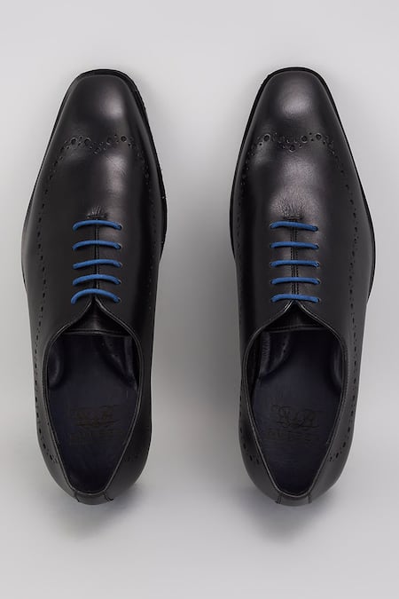Shop Bubber Couture Black Noah Brogue Pattern Shoes at Aza Fashions Shop_Bubber Couture_Black Noah Brogue Pattern Shoes _at_Aza_Fashions
