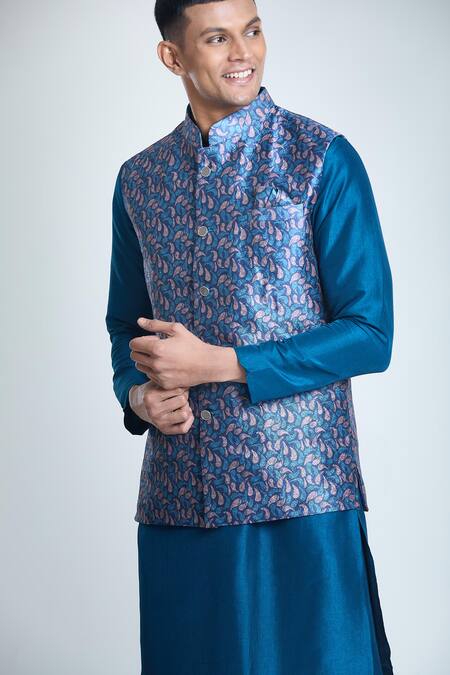 Buy Arihant Rai Sinha Multi Color , Satin, Multicolor Paisley Woven Bundi And Kurta Set Online at Aza Fashions Buy_Arihant Rai Sinha_Multi Color , Satin, Multicolor Paisley Woven Bundi And Kurta Set_Online_at_Aza_Fashions