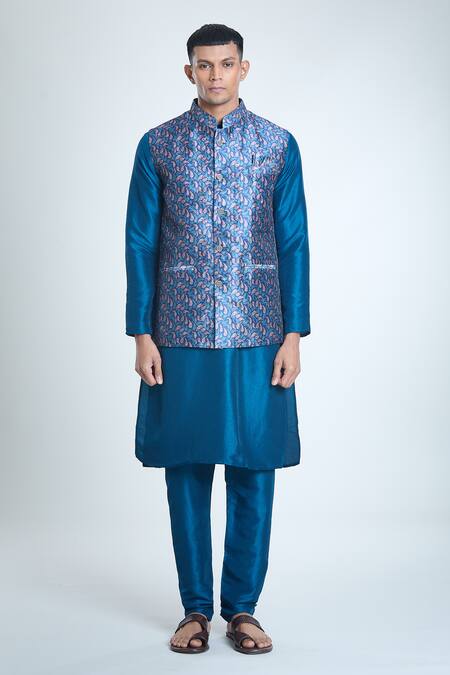 Buy Arihant Rai Sinha Multi Color , Satin, Multicolor Paisley Woven Bundi And Kurta Set Buy_Arihant Rai Sinha_Multi Color , Satin, Multicolor Paisley Woven Bundi And Kurta Set