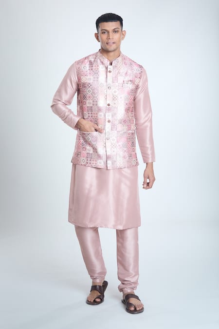 Aryavir Malhotra Moroccan Woven Bundi & Kurta Set 