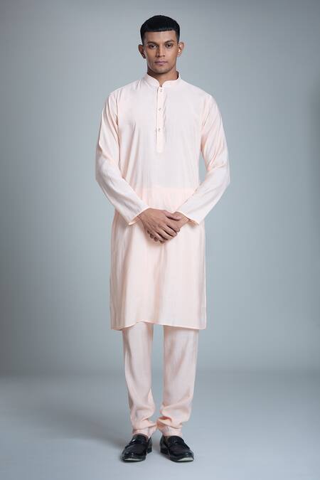 Arihant Rai Sinha_Peach Silk, Cotton Sequins, Mirrors, Embroidery Bundi Set_Online_at_Aza_Fashions