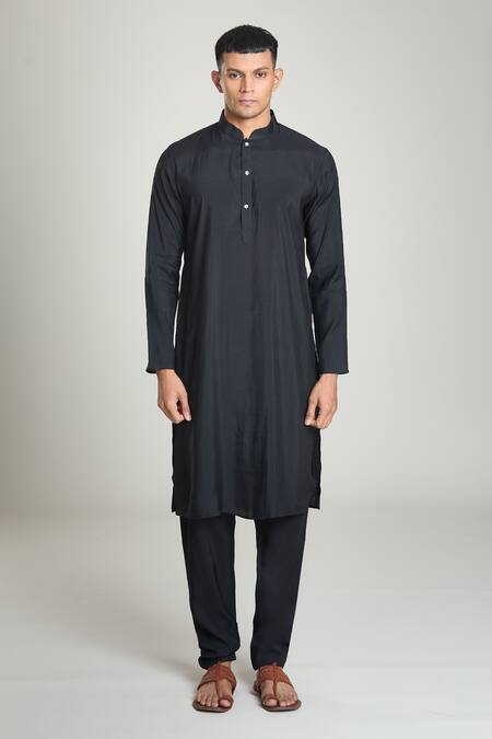 Arihant Rai Sinha Black Silk Mirrors, Sequins Stripe Embroidered Bundi And Kurta Set Online at Aza Fashions Arihant Rai Sinha_Black Silk Mirrors, Sequins Stripe Embroidered Bundi And Kurta Set_Online_at_Aza_Fashions