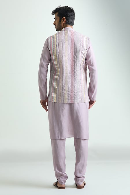 Shop Arihant Rai Sinha Purple , Satin, Cotton Mirrors, Sequins, Embroidery Bundi And Kurta Set at Aza Fashions Shop_Arihant Rai Sinha_Purple , Satin, Cotton Mirrors, Sequins, Embroidery Bundi And Kurta Set_at_Aza_Fashions