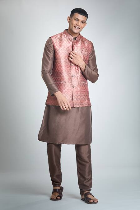 Arihant Rai Sinha Flower Woven Bundi & Kurta Set 
