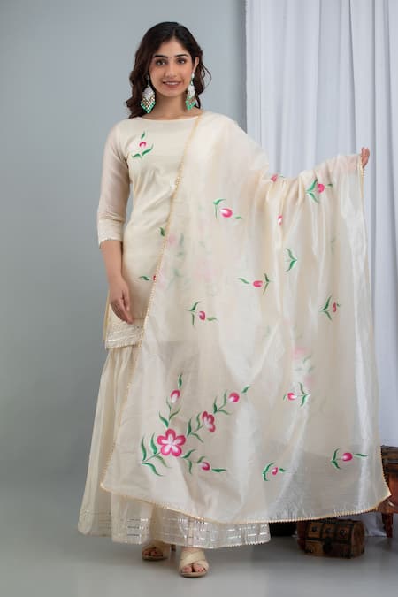 SUTI KAPDA Chanderi Hand Painted Kurta Sharara Set 