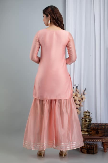 Suti Kapda Chanderi Floral Hand Painted Kurta Sharara Set 