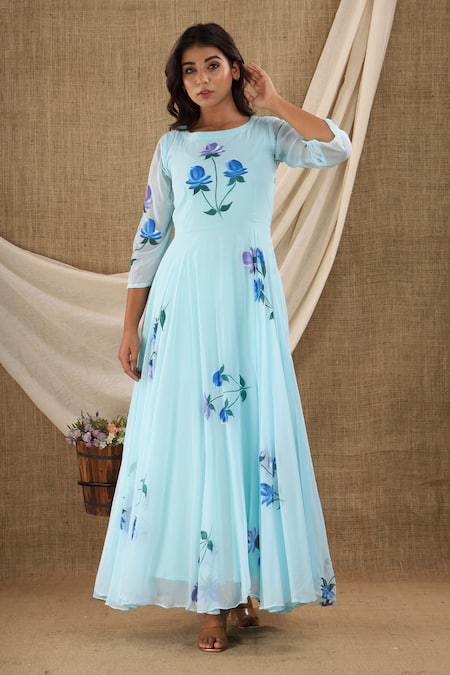 SUTI KAPDA Flower Hand Painted Maxi Dress 