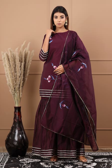 SUTI KAPDA Floral Handpainted Kurta Sharara Set 