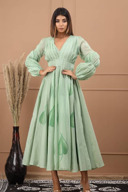 SUTI KAPDA Floral Handpainted Flared Gown 