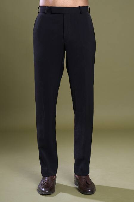 Buy_Arihant Rai Sinha_Black Jacquard, Viscose, Satin Embroidery Geometric Bloom Bandhgala With Pant