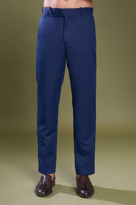 Buy_Arihant Rai Sinha_Blue Brocade, Viscose, Satin Embroidery Damask Bandhgala With Pant