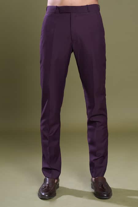 Buy_Arihant Rai Sinha_Wine Jacquard, Satin, Viscose Embroidery Spring Blossom Bandhgala Set