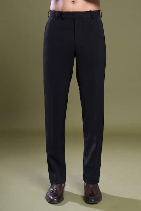 Arihant Rai Sinha_Black Suede, Viscose, Satin Scallop Bloom Embroidered Bandhgala With Pant_at_Aza_Fashions