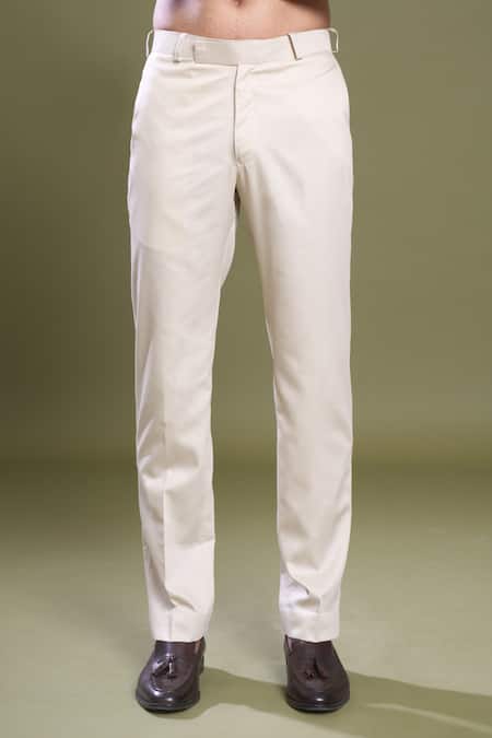 Arihant Rai Sinha Cream Suede, Viscose, Satin Embroidery Peony Jaal Bandhgala With Pant at Aza Fashions Arihant Rai Sinha_Cream Suede, Viscose, Satin Embroidery Peony Jaal Bandhgala With Pant_at_Aza_Fashions