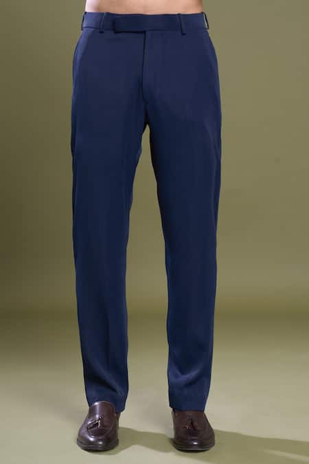 Arihant Rai Sinha Blue Suede, Viscose Sequins Phool Jaal Embroidered Bandhgala With Pant at Aza Fashions Arihant Rai Sinha_Blue Suede, Viscose Sequins Phool Jaal Embroidered Bandhgala With Pant_at_Aza_Fashions