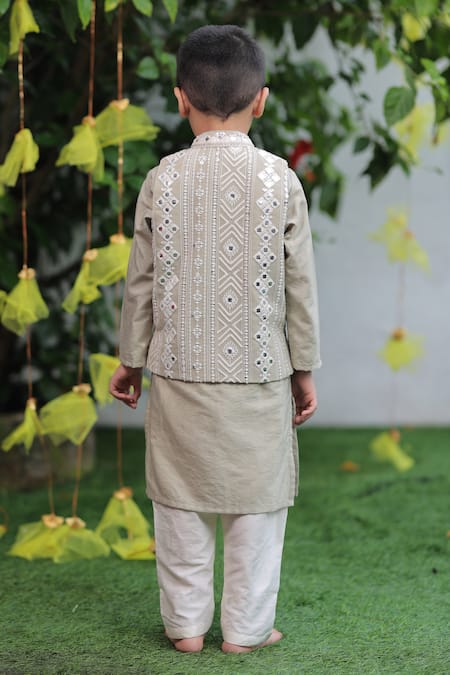 Shruti Jalan Mirror Embroidered Jacket Kurta Set 
