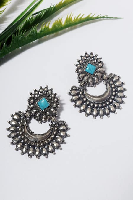 Mero Jewellery Tribal Carved Temple Earrings 