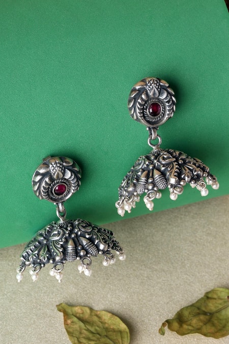 Mero Jewellery Carved Temple Jhumkas 