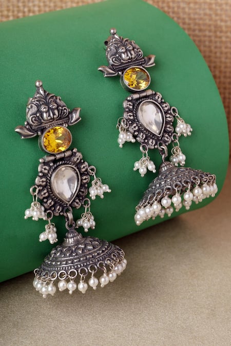 Mero Jewellery Temple Carved Jhumkas 