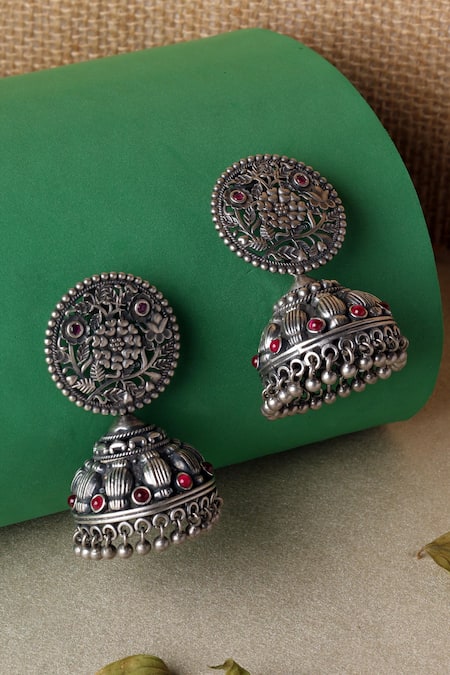 Mero Jewellery Flower Top Carved Jhumkas 