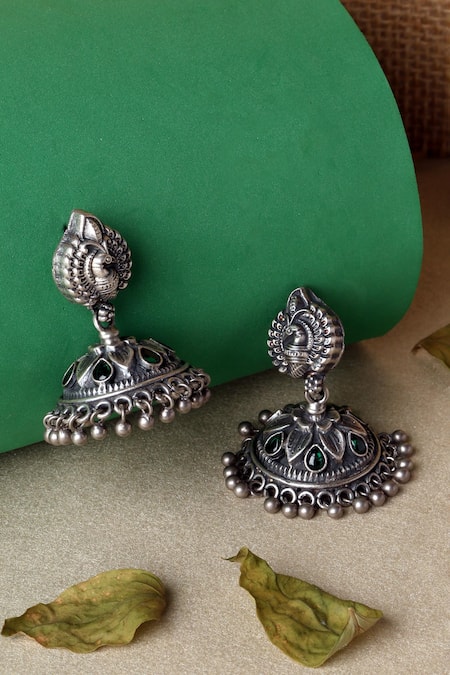 Mero Jewellery Shell Temple Floral Carved Jhumkas 