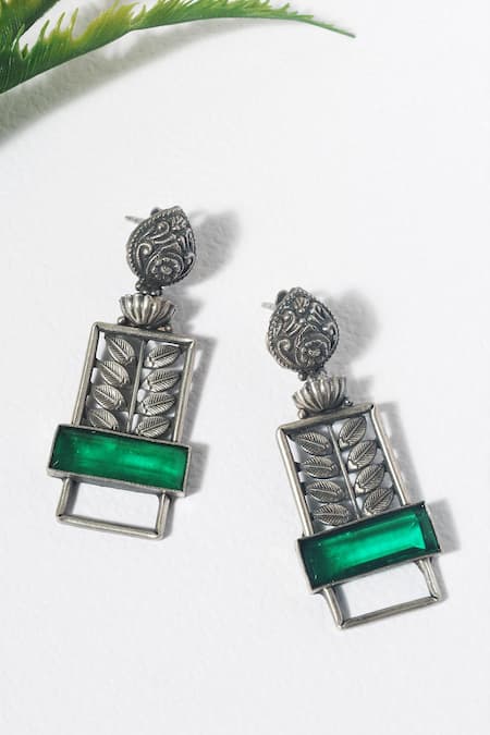 Mero Jewellery Leaf Carved Earrings 