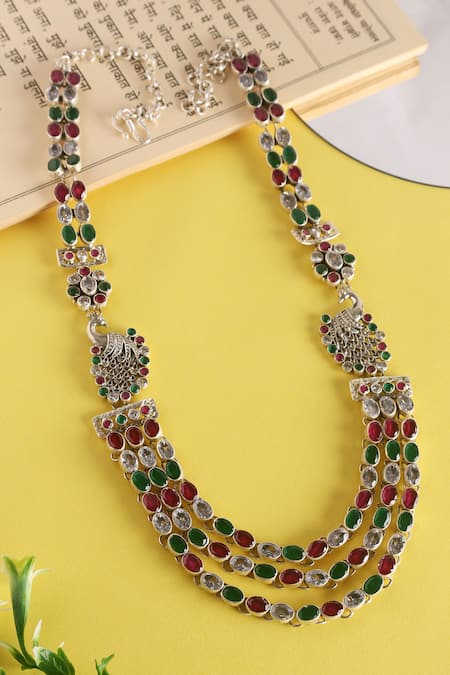 Mero Jewellery Green Onyx Stone Embellished Layered Necklace 