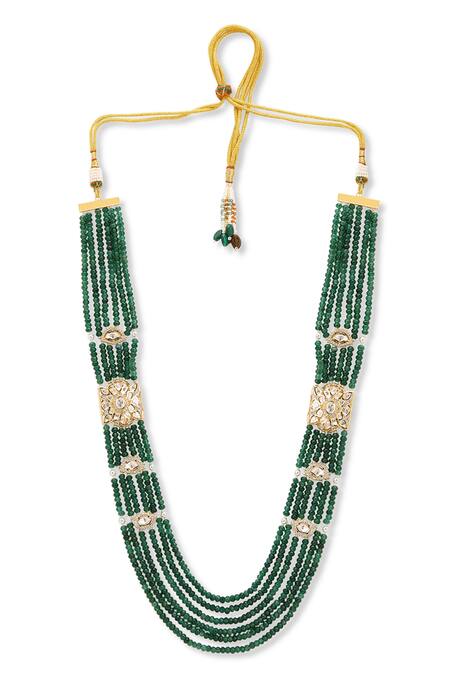 Curio Cottage Green Heritage Layered Long Necklace Online at Aza Fashions Curio Cottage_Green Heritage Layered Long Necklace_Online_at_Aza_Fashions