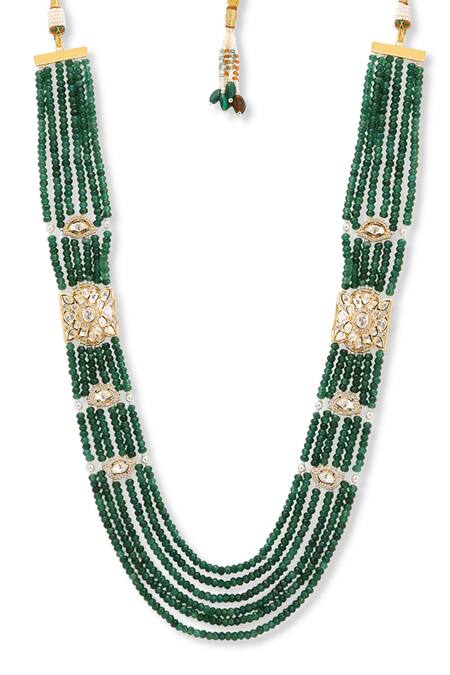 Buy Curio Cottage Green Heritage Layered Long Necklace Online at Aza Fashions Buy_Curio Cottage_Green Heritage Layered Long Necklace_Online_at_Aza_Fashions