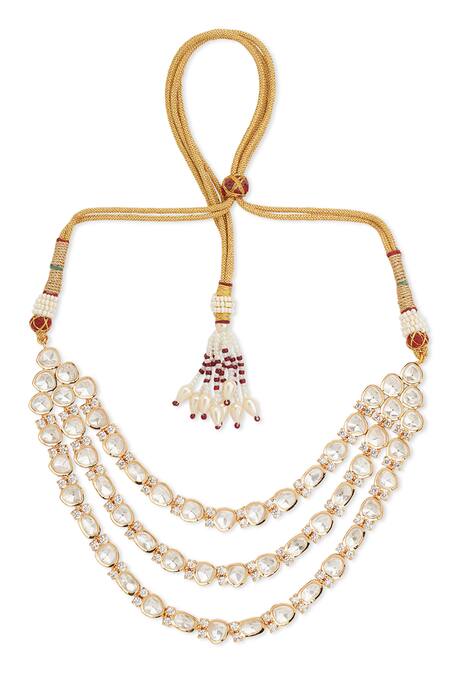 Curio Cottage Gold Plated Stones Eternal Bloom Necklace Set Online at Aza Fashions Curio Cottage_Gold Plated Stones Eternal Bloom Necklace Set_Online_at_Aza_Fashions