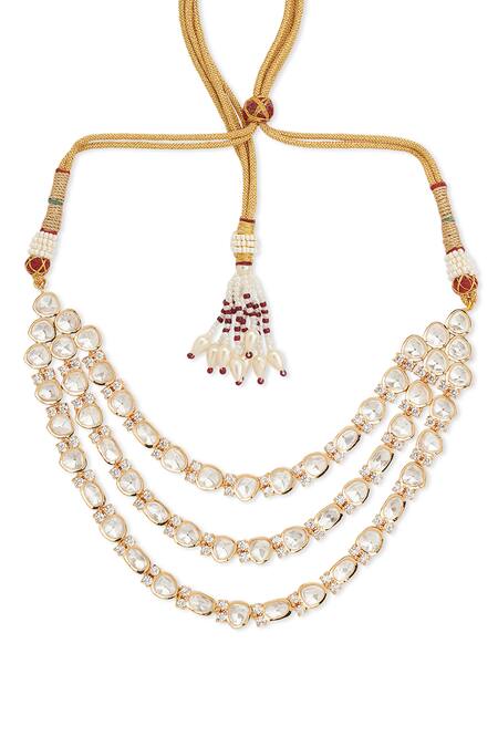 Buy Curio Cottage Gold Plated Stones Eternal Bloom Necklace Set Online at Aza Fashions Buy_Curio Cottage_Gold Plated Stones Eternal Bloom Necklace Set_Online_at_Aza_Fashions