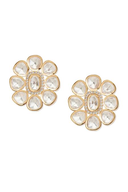 Shop Curio Cottage Gold Plated Stones Eternal Bloom Necklace Set Online at Aza Fashions Shop_Curio Cottage_Gold Plated Stones Eternal Bloom Necklace Set_Online_at_Aza_Fashions