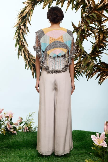 Eclat By Prerika Jalan Calla Flared Hem Jumpsuit With Cape 