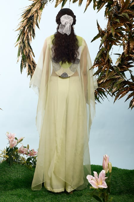 Eclat By Prerika Jalan Bush Beads Embroidered Cape Pant Set 