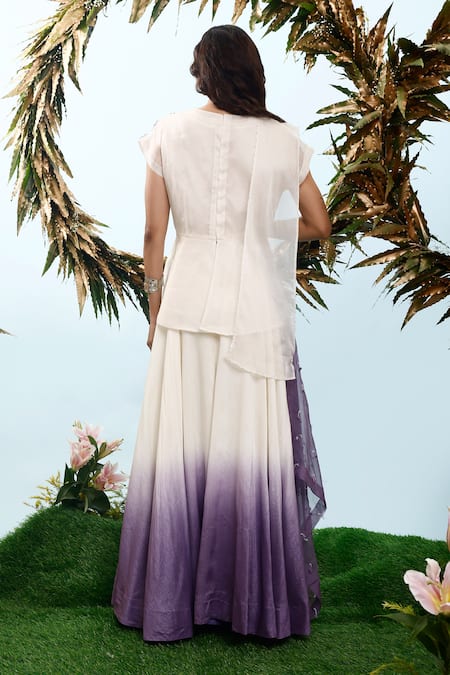 Eclat By Prerika Jalan Peony Floral Embroidered Peplum Jacket Pant Set 