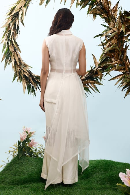 Eclat By Prerika Jalan Lilium Embroidered Asymmetric Hem Jacket Pant Set 