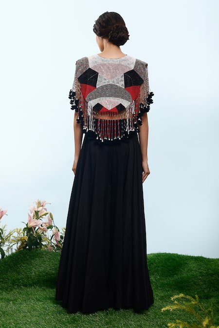 Eclat By Prerika Jalan Bead Embroidered Cape Pant Set 