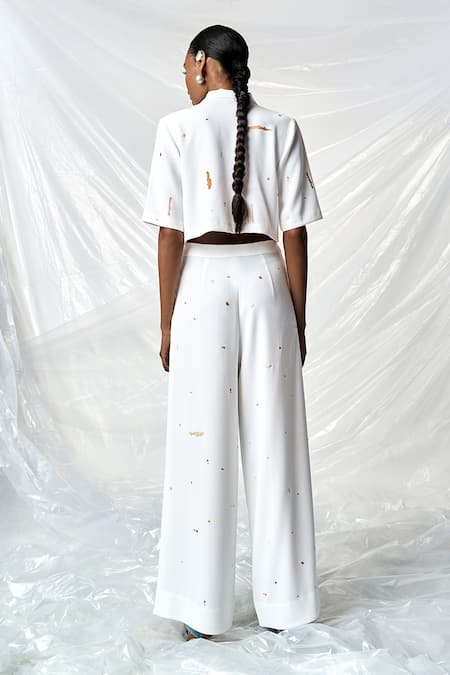 Shahin Mannan Splash Embroidered Flared Pant 