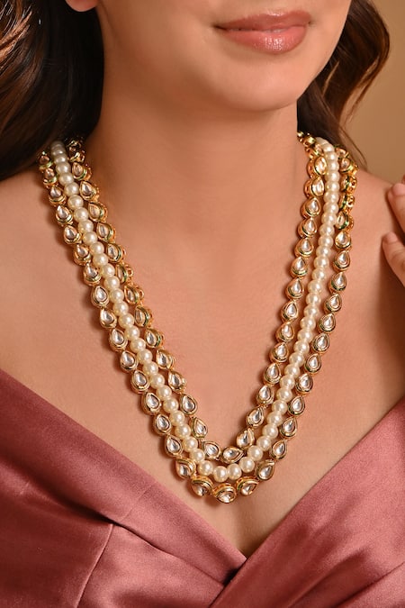 Raga Baubles Kundan Pearl Layered Necklace 