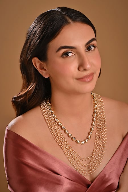 Raga Baubles Pearl Chain Layered Necklace- Set of 2 